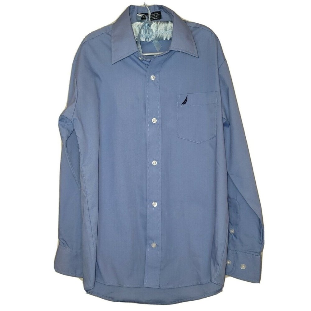 Nautica Button up Collar Shirt size 10 blue pre-owned, great condition